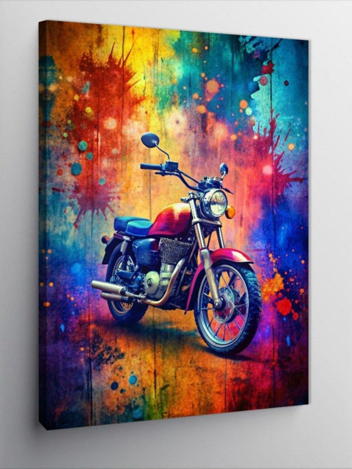Kanvas Tablo Retro Motosiklet