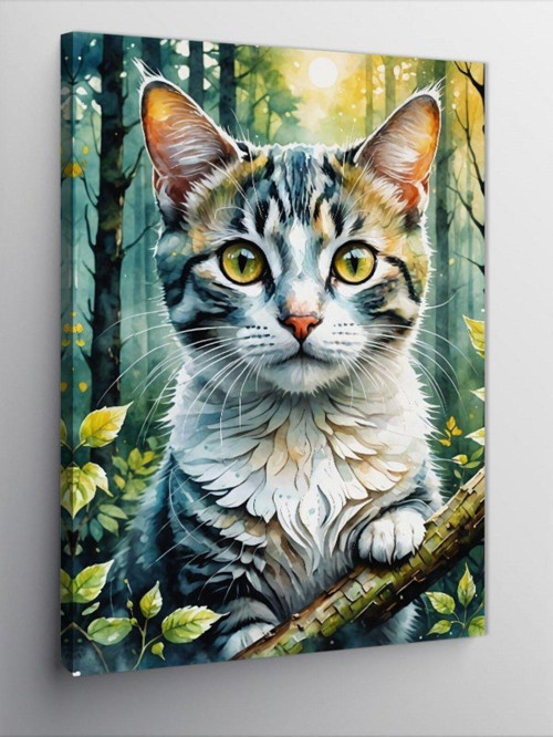 Kanvas Tablo Ormandaki Kedi