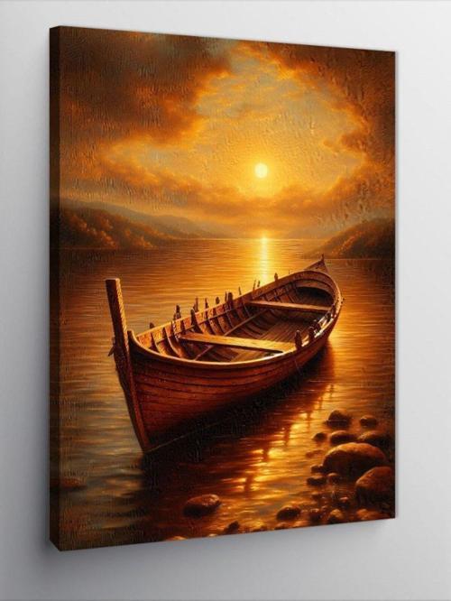 Kanvas Tablo Gün Batımı Ve Sandal