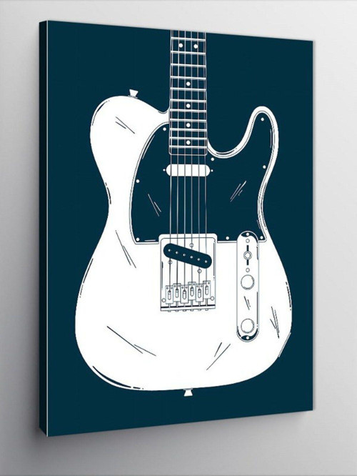 Kanvas Tablo Beyaz Lacivert Telecaster
