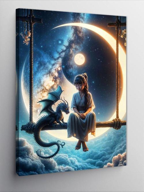 Kanvas Tablo Ay Ve Ejderha