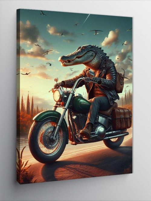 Kanvas Tablo Motosikletli Kadın