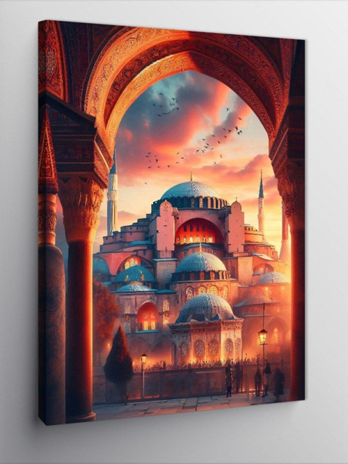 Kanvas Tablo Gün Batımı Cami Manzarası