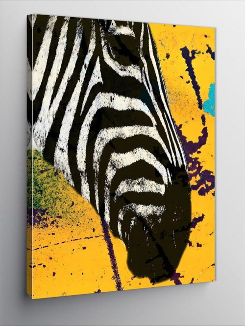 Kanvas Tablo Zebra Ve Sarı Fon