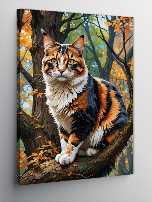Kanvas Tablo Ağaçtaki Kedi