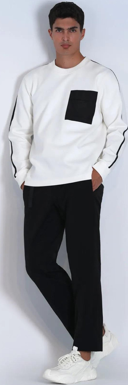 Techno Erkek Sweatshirt Kırık Beyaz