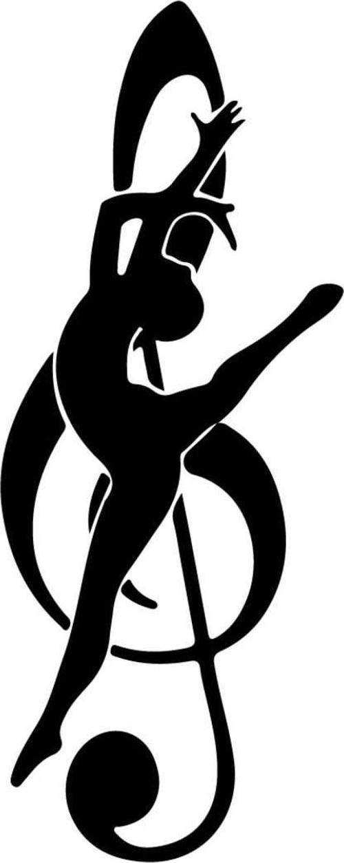 Sol Anahtarı Ve Dansçı Müzisyen Kız Duvar Dekor Sticker 40 x 90 cm