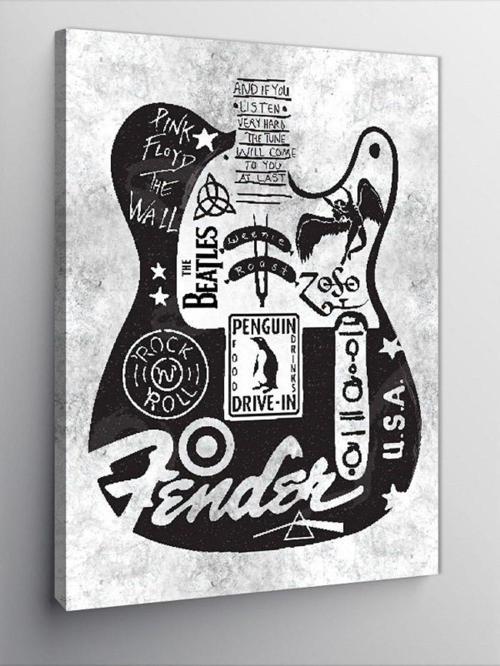 Kanvas Tablo Desenli Elektro Gitar
