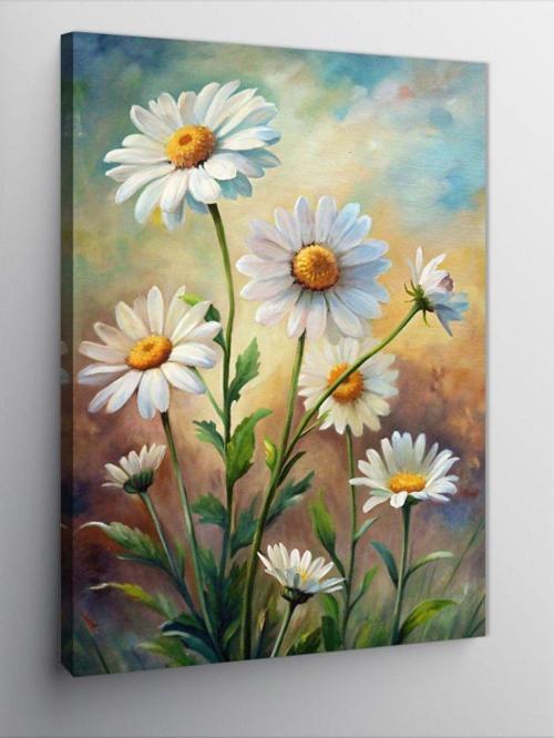 Kanvas Tablo Beyaz Papatyalar
