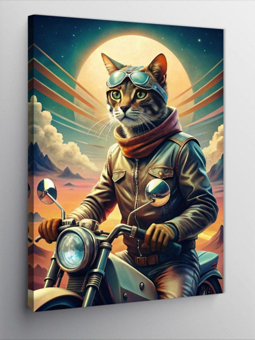 Kanvas Tablo Petro Motosiklet Ve Kedi