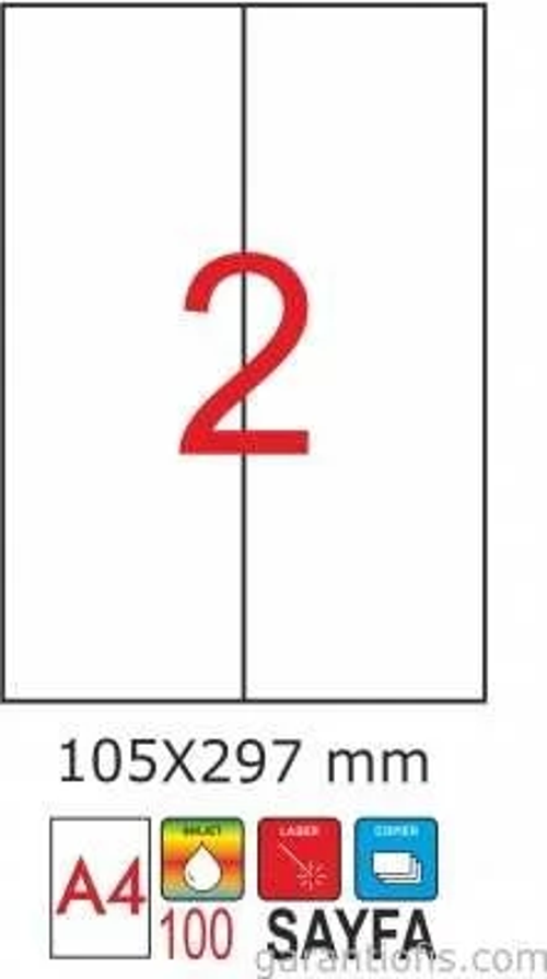 2065 Laser A4 Sayfa Etiketi 105x297mm (100 lü Paket)