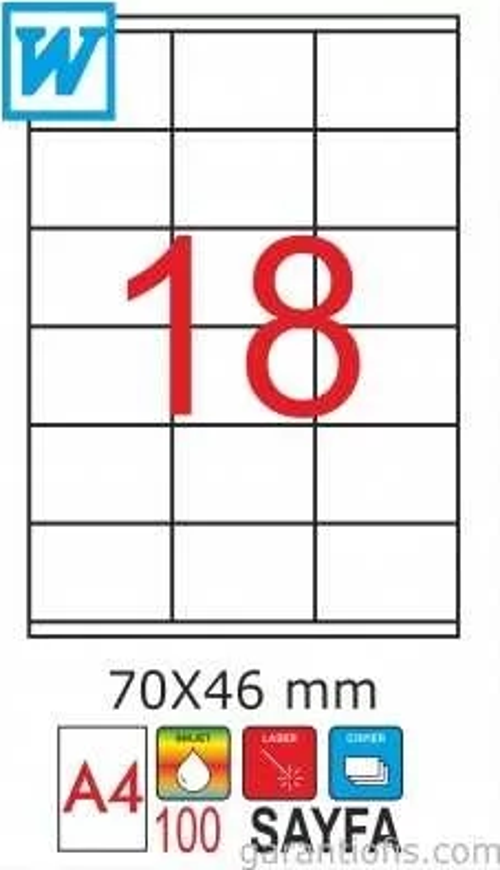 2080 Laser A4 Sayfa Etiketi 70x46mm (100 lü Paket)