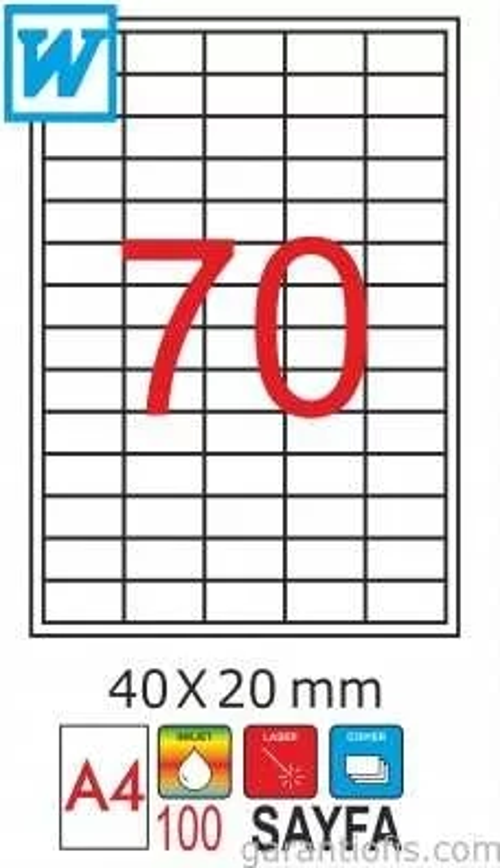 2082 Laser A4 Sayfa Etiketi 40x20mm (100 lü Paket)