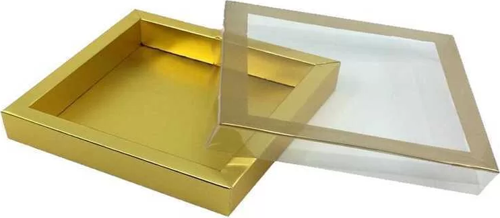 Asetat Kapaklı Gold Kutu 15x19x2,5 cm - 20 Adet