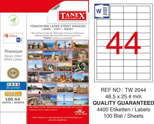 TW-2044 Laser Etiketi (48,5 x 25,4 mm)