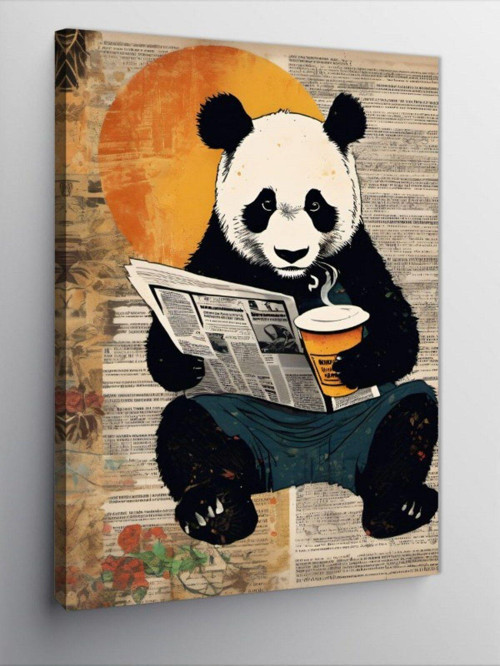 Kanvas Tablo Kahve İçeceğim Panda