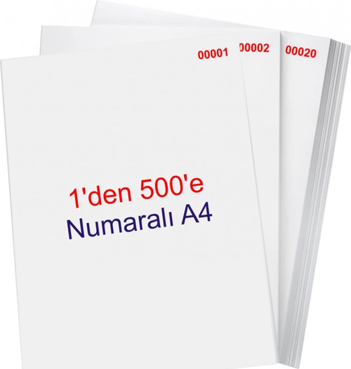 NUMARALI FOTOKOPİ KAĞIDI A4 (1-500) 80gr