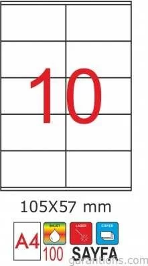 2075 Laser A4 Sayfa Etiketi 105x57mm (100 lü Paket)
