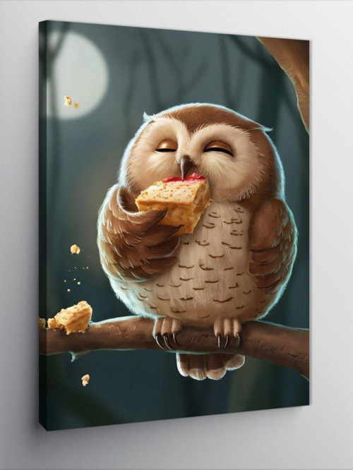 Kanvas Tablo Cheesecake Yiyen Baykuş