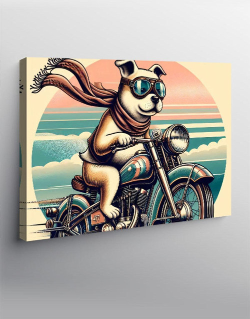 Kanvas Tablo Motorcu Köpek