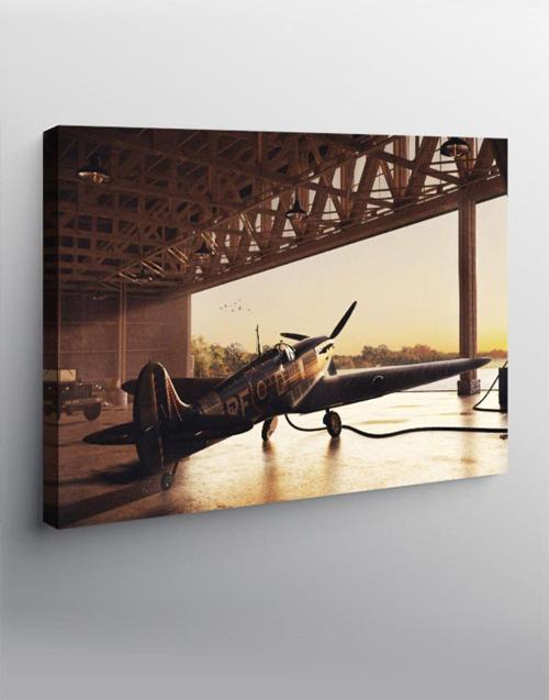 Kanvas Tablo Retro Uçak Ve Hangar