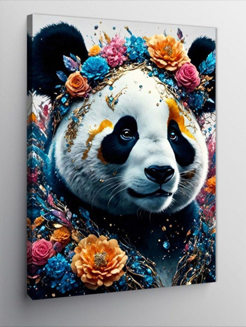 Kanvas Tablo Çiçekler Ve Panda