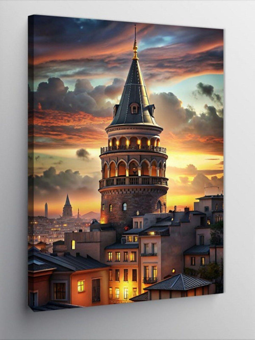 Kanvas Tablo Gün Batımı Galata Kulesi