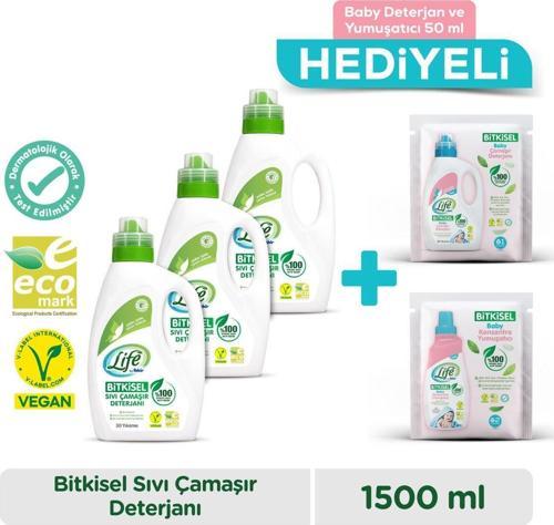 Bitkisel Bazlı Vegan Çamaşır Deterjanı 1500 Ml X 3 Adet