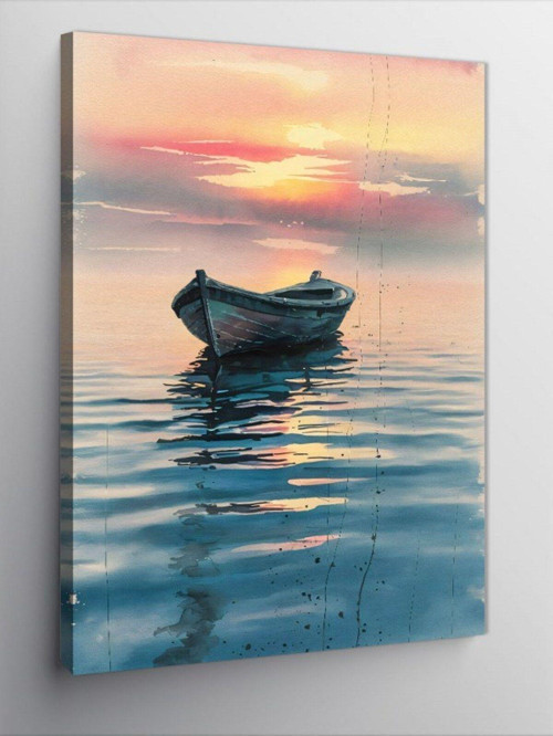 Kanvas Tablo Gün Doğumu Ve Sandal