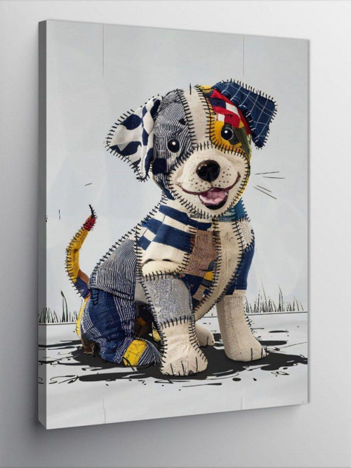 Kanvas Tablo Patchwork Köpek