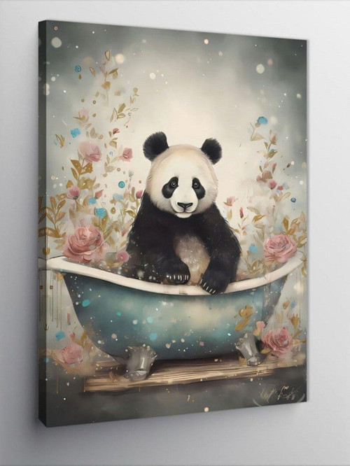 Kanvas Tablo Banyo Yapan Panda