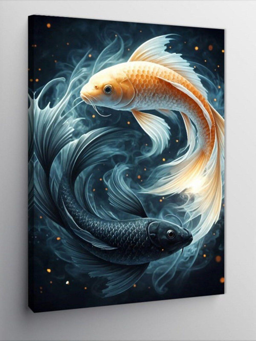 Kanvas Tablo Yin Yang Siyah Beyaz Balık