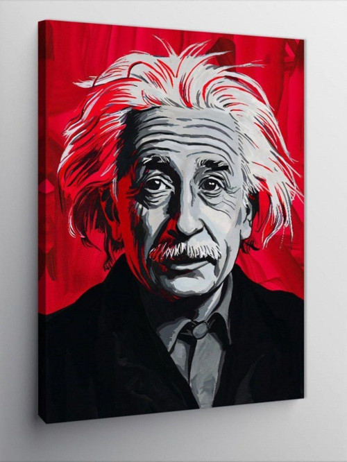 Kanvas Tablo Albert Einstein Kırmızı Fon