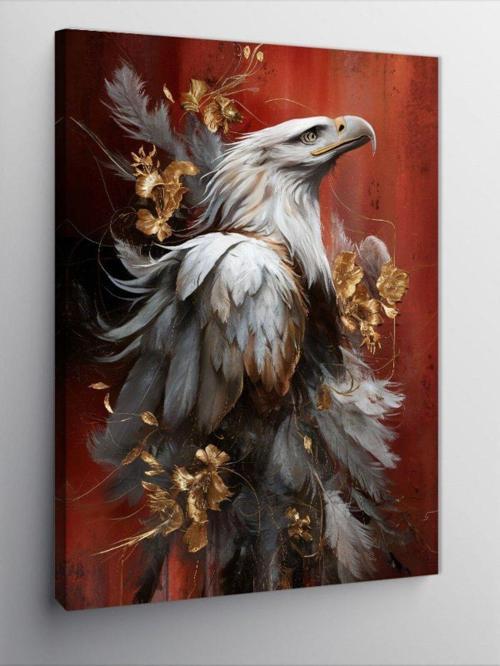 Kanvas Tablo Grı Kartal Ve Tüyler