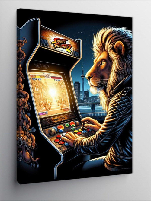 Kanvas Tablo Atari Oynayan Aslan