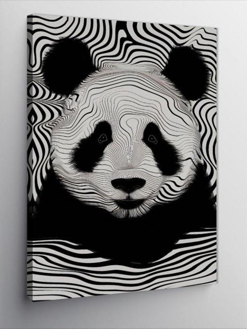 Kanvas Tablo Siyah Beyaz Çizgili Panda