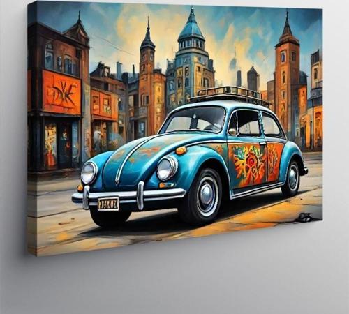 Kanvas Tablo Grafitili Kaplumbağa Araba