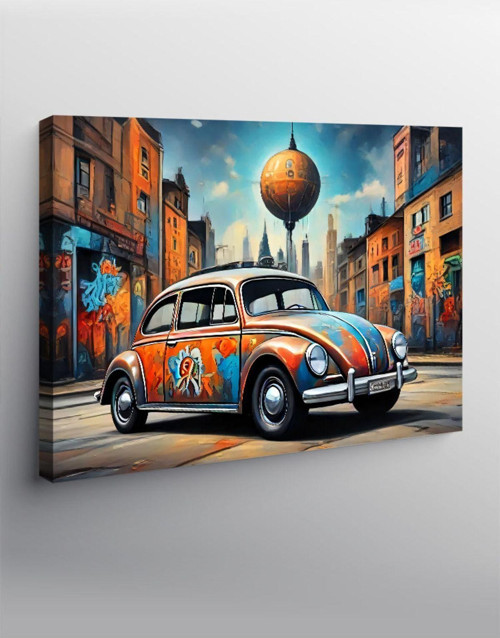 Kanvas Tablo Grafitili Kaplumbağa Araba