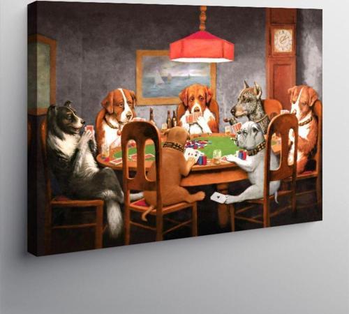 Kanvas Tablo Kart Oynayan Köpekler