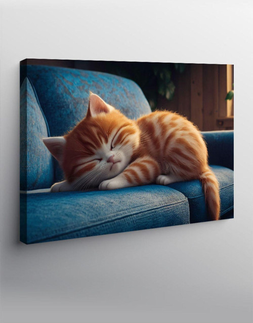 Kanvas Tablo Uyuyan Sevimli Kedi