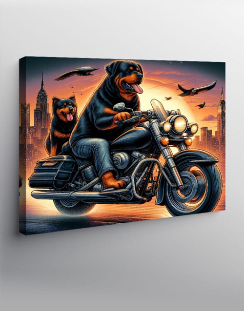 Kanvas Tablo Motorcu Köpekler Ve Kartallar