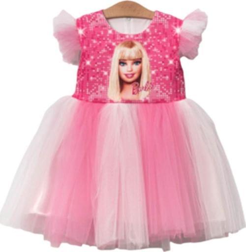 Baskılı Barbie Kız Elbise 2/8 Yaş