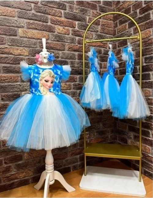 Elsa Baskılı Kız Elbise 2/9 Yaş