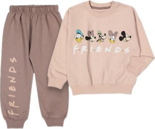 Bisiklet Yaka Uzun Kollu Minnie Mouse Baskılı Kız Çocuk Sweatshirt Ve Eşofman Alt 2'Li Takım