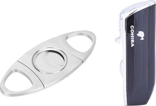 Siyah Üç Torch Pürmüz Çakmak Ve Metal Kesici Set