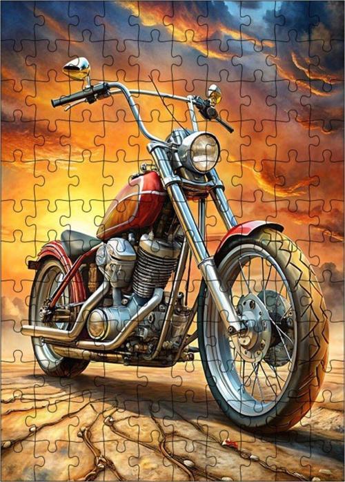 Ahşap Mdf Puzzle Yapboz Chopper  Motor 120 Parça 25*35 Cm