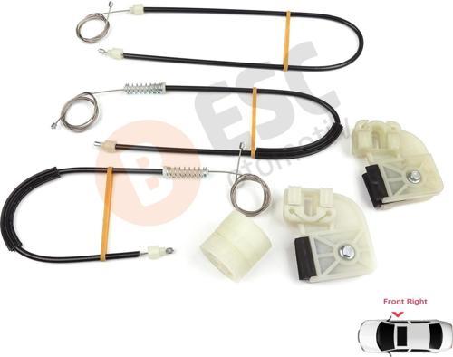 VW Transporter T5 T6 Caravelle Multivan 2003-2024 7H0837754 İçin Ön Sağ Kapı Cam Kriko Tamir Seti