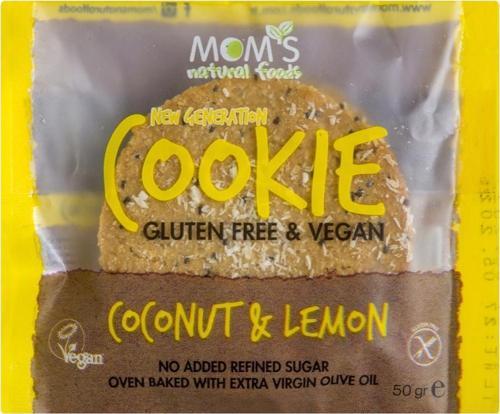 Mom's Natural Foods Cookıe Gluten Free & Vegan Coconut & Lemon 50g e