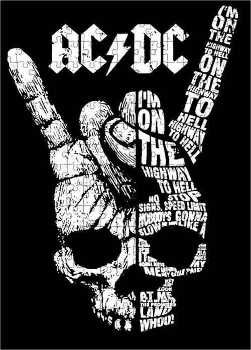 Ahşap Mdf Puzzle Yapboz Ac/Dc Highway To Hell 255 Parça 35*50 Cm