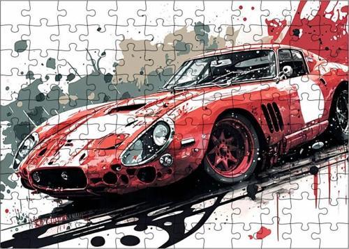 Ahşap Mdf Puzzle Yapboz Ferrari 250 Gto Araba 120 Parça 25*35 Cm